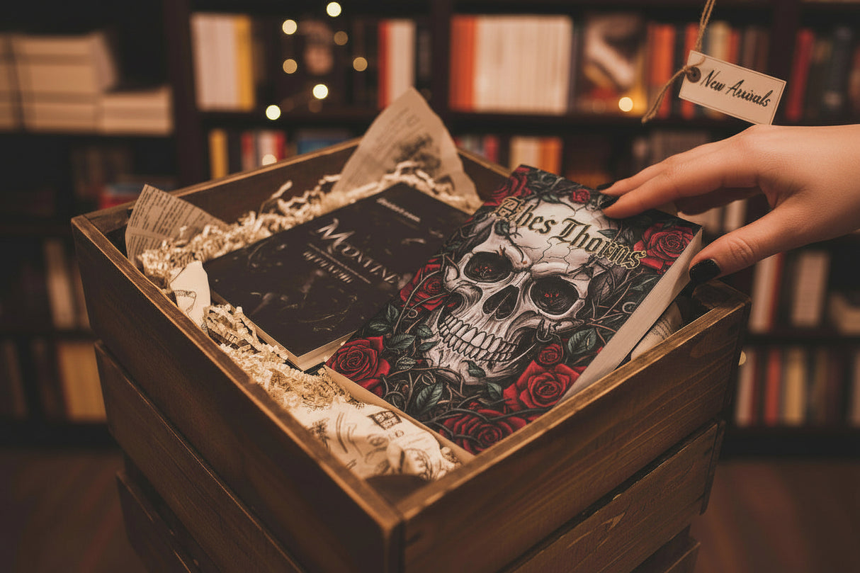 Black Books by the Foot - Decor you love to read! Gothic, Dark Fantasy, Dark Romance, Horror & Suspense Books 1-3 feet. No Duplicates. Dark Romance Crates