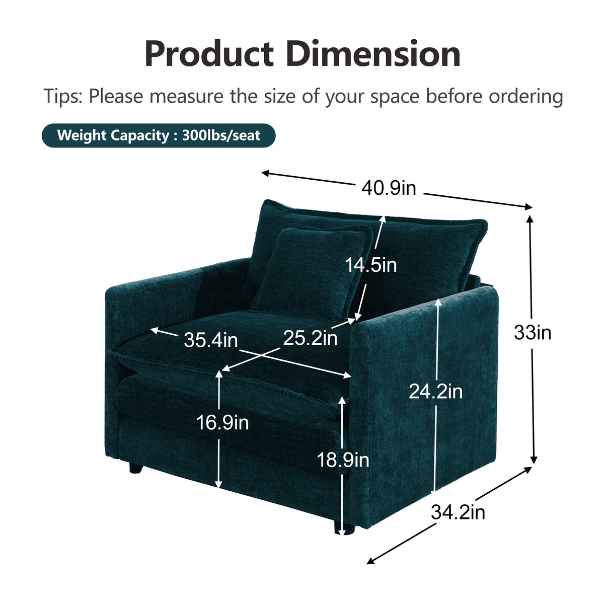 Comfy Deep Single Seat Sofa Upholstered Reading Armchair Chair