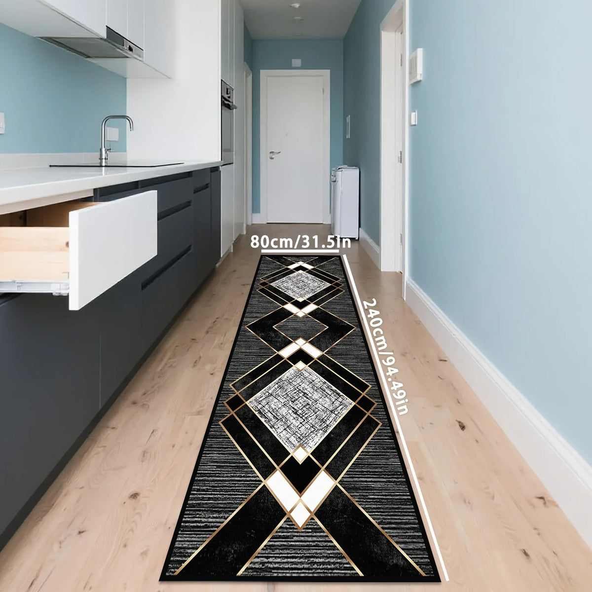 VIKAMA Black Skull Carpet Halloween Decoration Gothic Style Large Area Rugs Balcony Hallway Rug Kitchen Floor Rug Doormat
