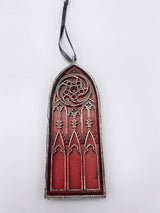 Gothic Cathedral Arch Ornament, Translucent Red| Unique Gothic Home Decor | Resin Medieval Architecture, Gothic Ornament Holiday Decor