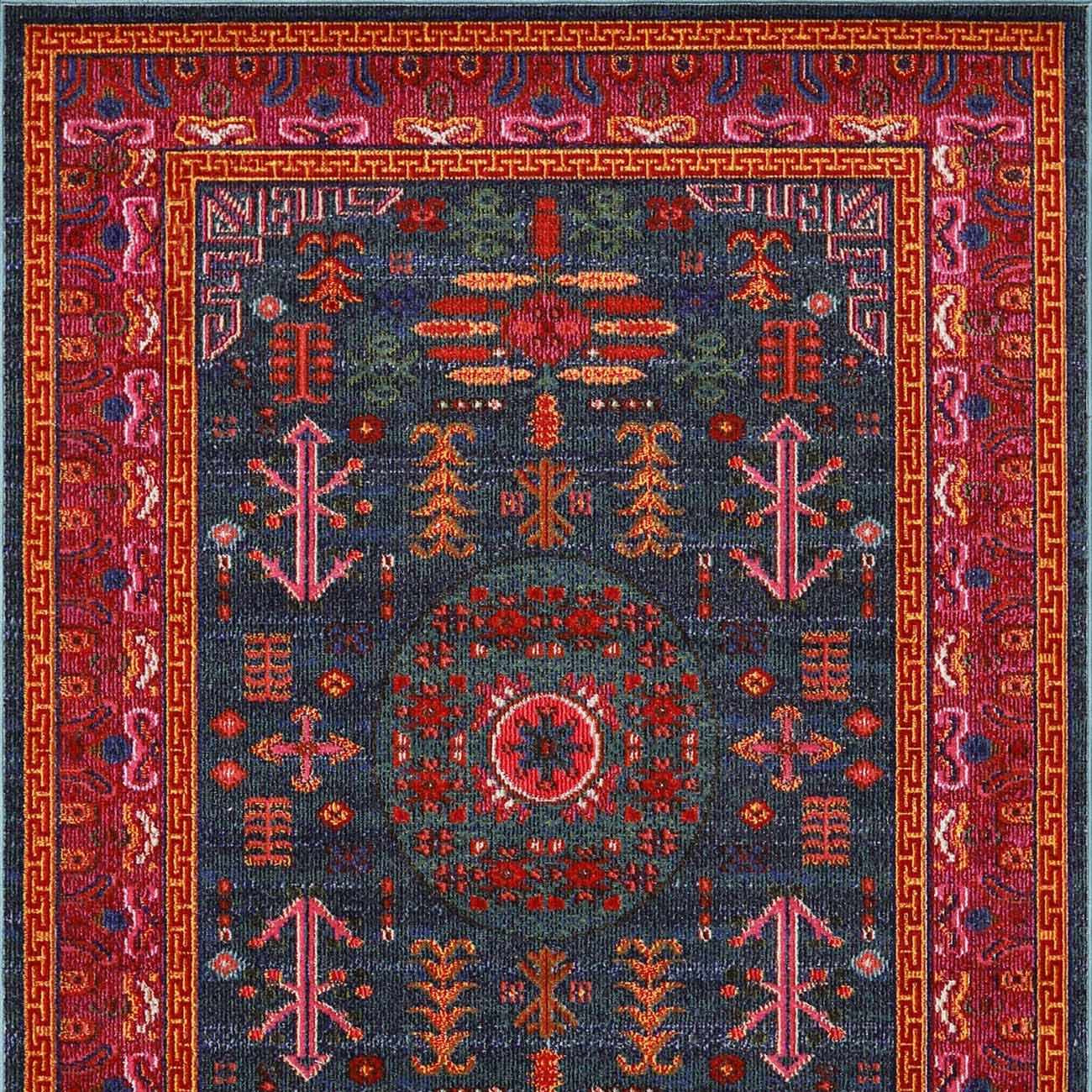 Cleveland Colorful Traditional Area Rug - Teal, Aqua, Navy