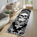 Skull Pattern Gothic Runner Rug Red Black Rose Decor Carpet Soft Non-Slip Art Home Decor Mat for Hallway Living Room Bedside