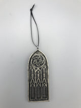 Gothic Cathedral Arch Ornament, Pewter Finish | Unique Gothic Home Decor | Resin Medieval Architecture, Gothic Ornament Holiday Decor