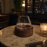 Kami Rotating Crystal Wine Glass & Wooden Coaster